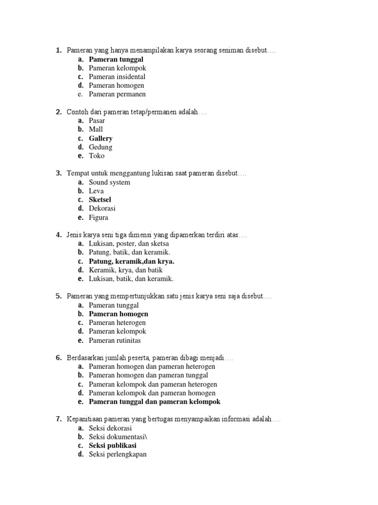 Kumpulan Soal Seni Budaya