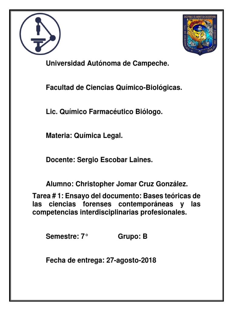 Ensayo de Bases Teóricas de Las Ciencias Forenses Contemporáneas y Las