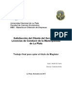 Satisfacción del Cliente del Servicio de Licencias de Conducir de la Municipalidad de La Plata