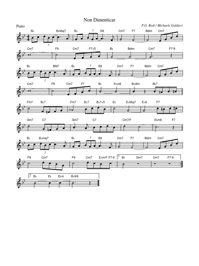 Non Dimenticar Piano Pdf