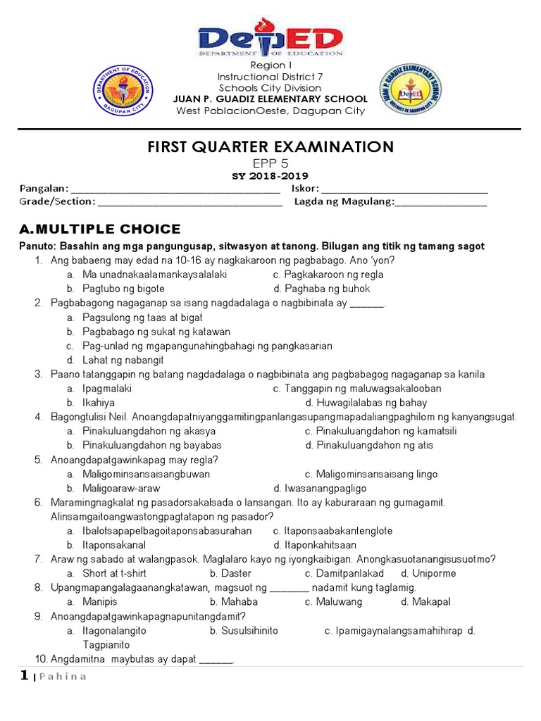 Final PT - Epp 5 - q1 To Be Print 2 | PDF