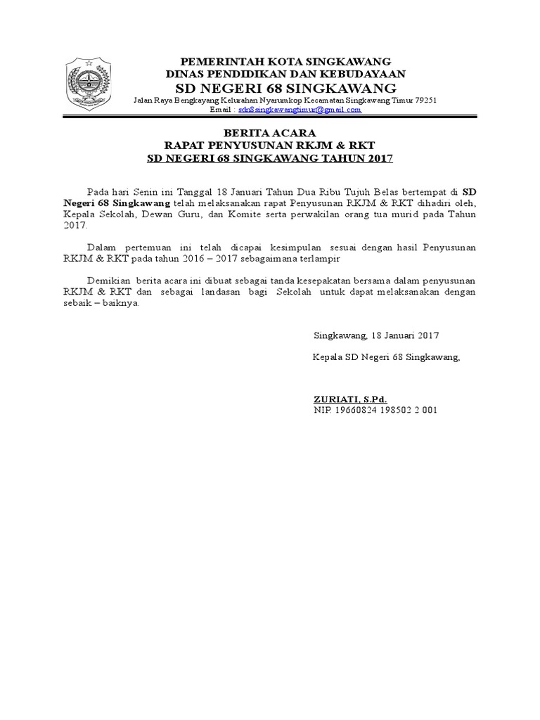 Berita Acara Rkt Dan Rkjm