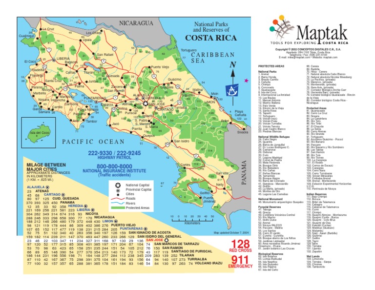 Mapa de Carreteras Costa Rica PDF | PDF
