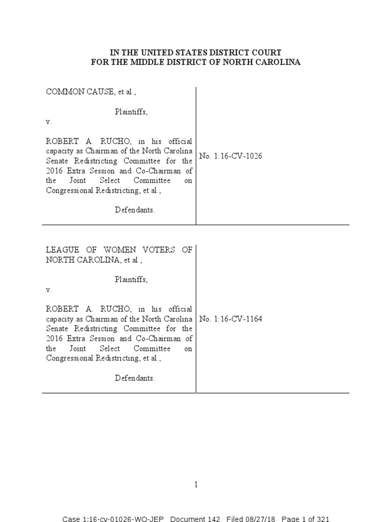 Common Cause Et Al v. Rucho Et Al United States House Of