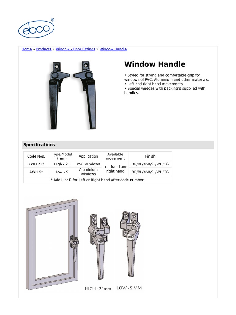 Home Products Window - Door Fittings Window Handle | PDF