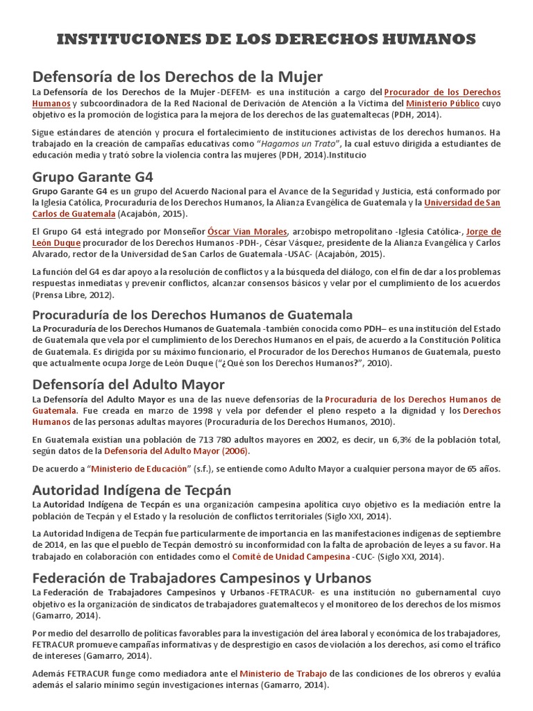 Instituciones de Derechos Humanos en Guatemala | PDF | Guatemala | Mujer