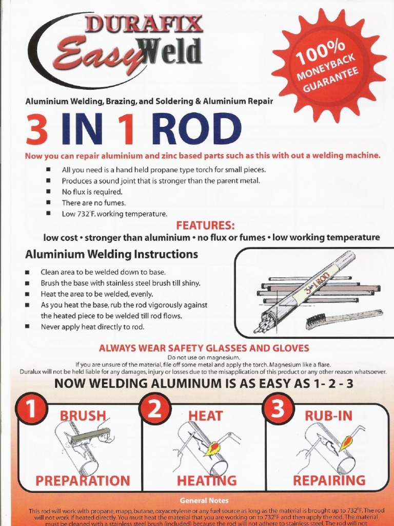 Durafix EasyWeld Aluminum Rod Guide | PDF | Welding | Construction