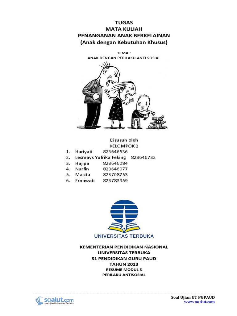 Contoh Makalah Ut Pgpaud Paud4208 Penanganan Anak Berkelainan Pdf