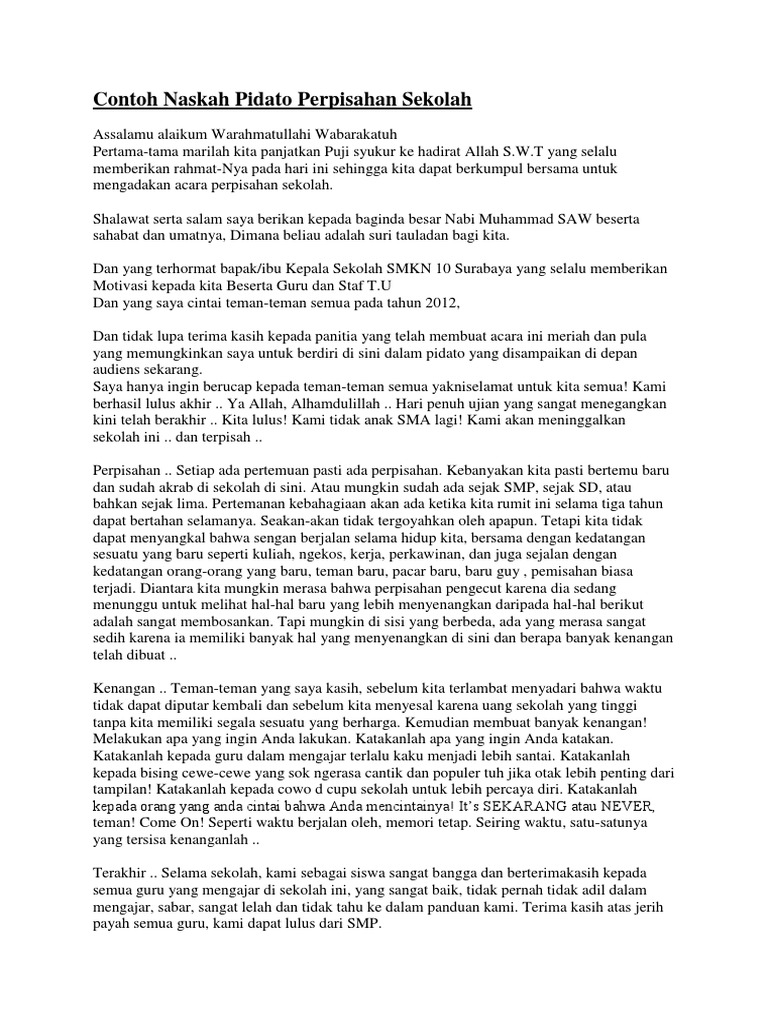 Contoh Teks Pidato Tentang Perpisahan Sekolah - Berbagi Teks Penting