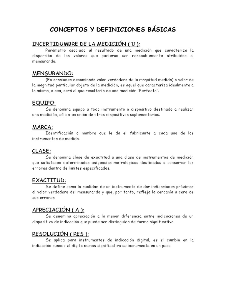 Conceptos Básicos Metrologia | PDF | Medición | Metrología
