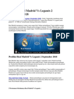 Prediksi Real Madrid Vs Leganés 2 September 2018