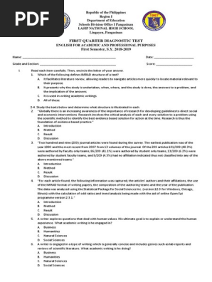1st Qtr Diagnostic Test Assessment in Eapp