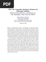 MGT 296: Competitive Strategy in Network and Information Industries Syllabus For Spring 2008 Class: Wednesdays, 3-6pm, Room 261, AOB IV