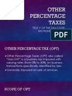 Other Percentage Taxes: Title V of The Tax Code, Sections 117 To 127