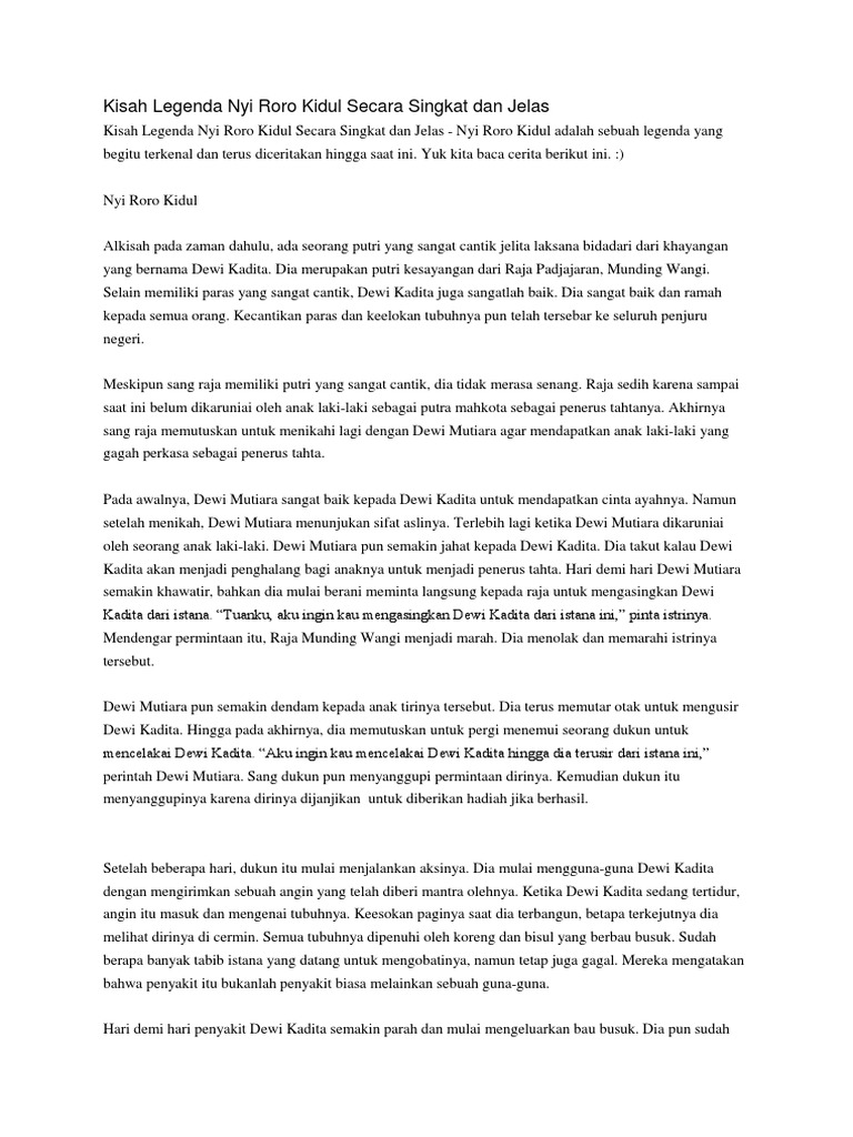 Contoh Dongeng Mite Nyi Roro Kidul Bahasa Sunda - Temukan ...