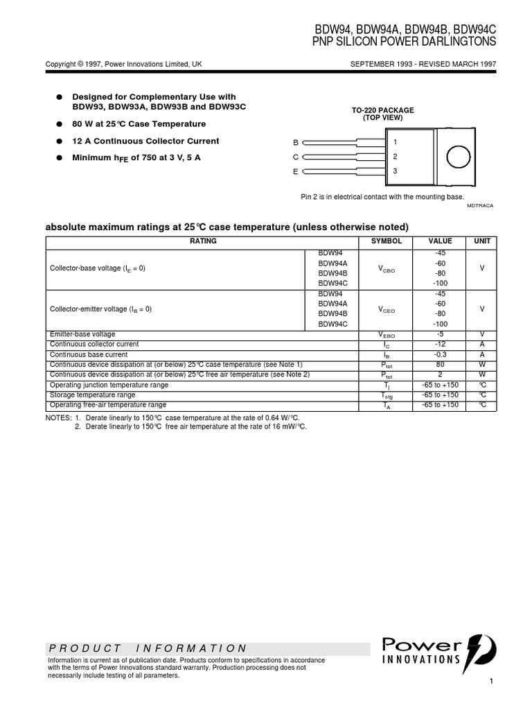 bdw94c PDF PDF Bipolar Junction Transistor Patent