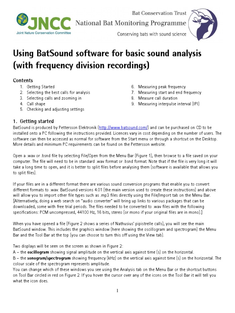 Using Batsound Software For Basic Sound Analysis (With Frequency ...