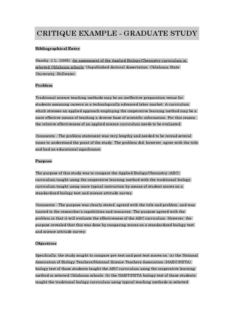 Critique | PDF | Curriculum | Science Education