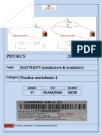 Physics: 2017-18 ELECTRICITY (Conductors & Insulators) Practice Worksheets-1