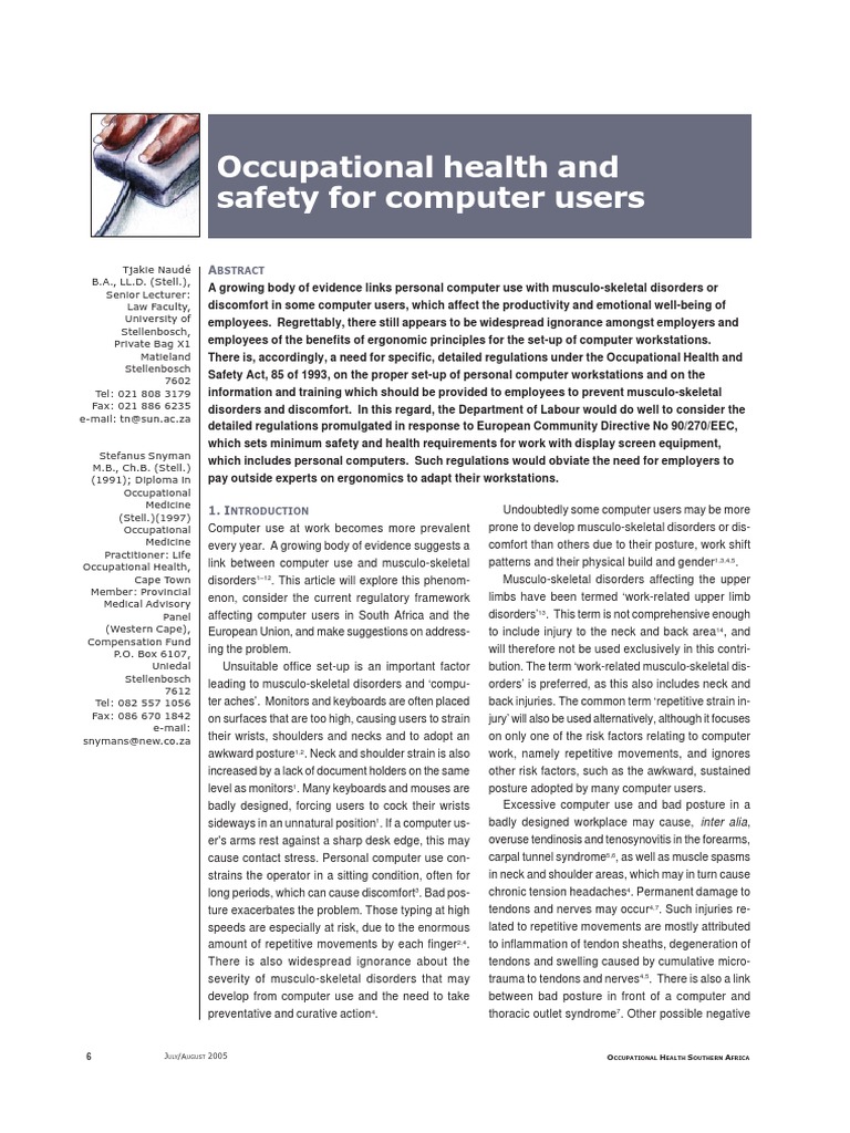 Preventing Musculoskeletal Disorders Among Computer Users: A Call for ...