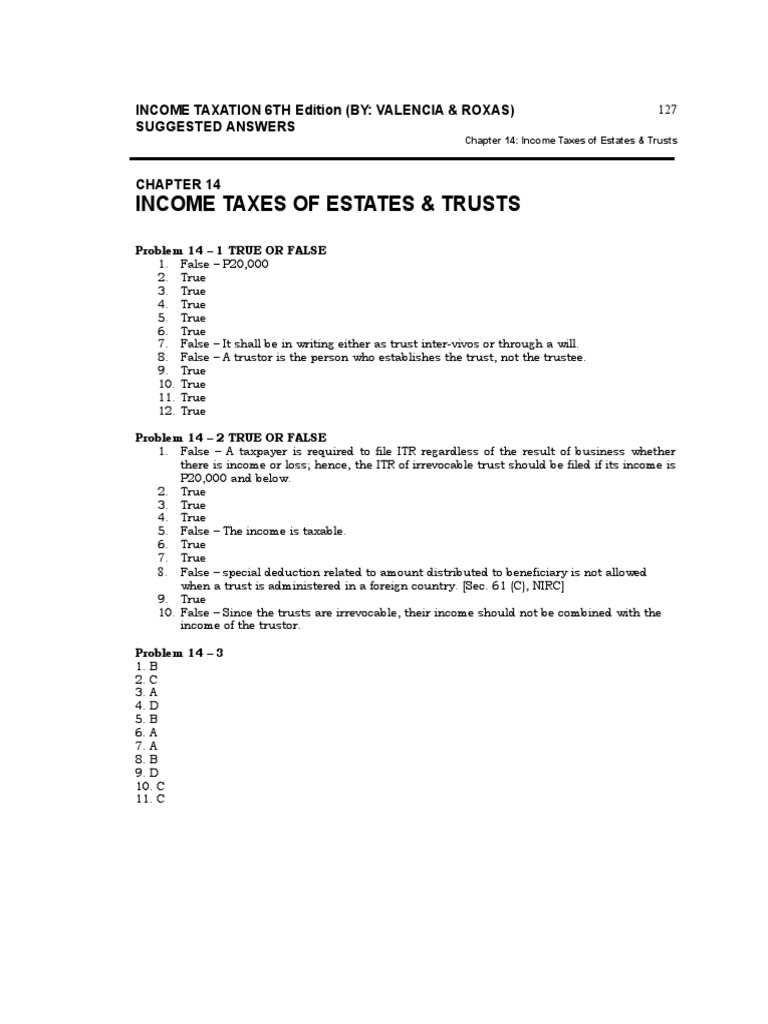 Income Taxation of Estates & Trusts | PDF | Income Tax In The United ...