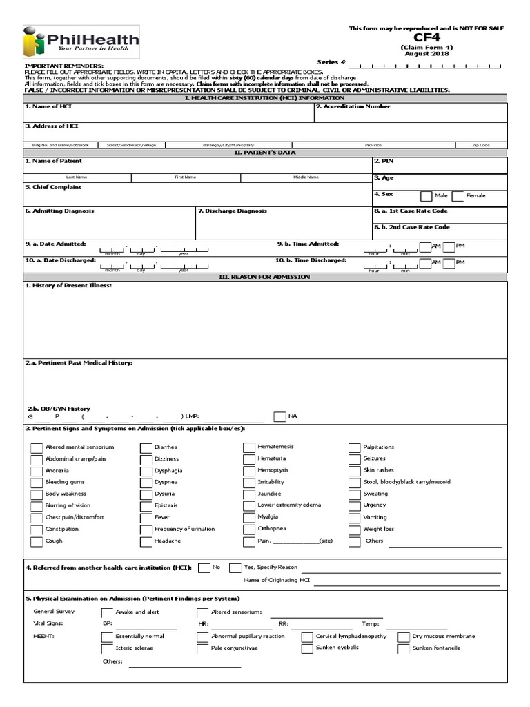 PhilHealth Claim Form 4 Instructions | PDF | Thorax | Clinical Medicine