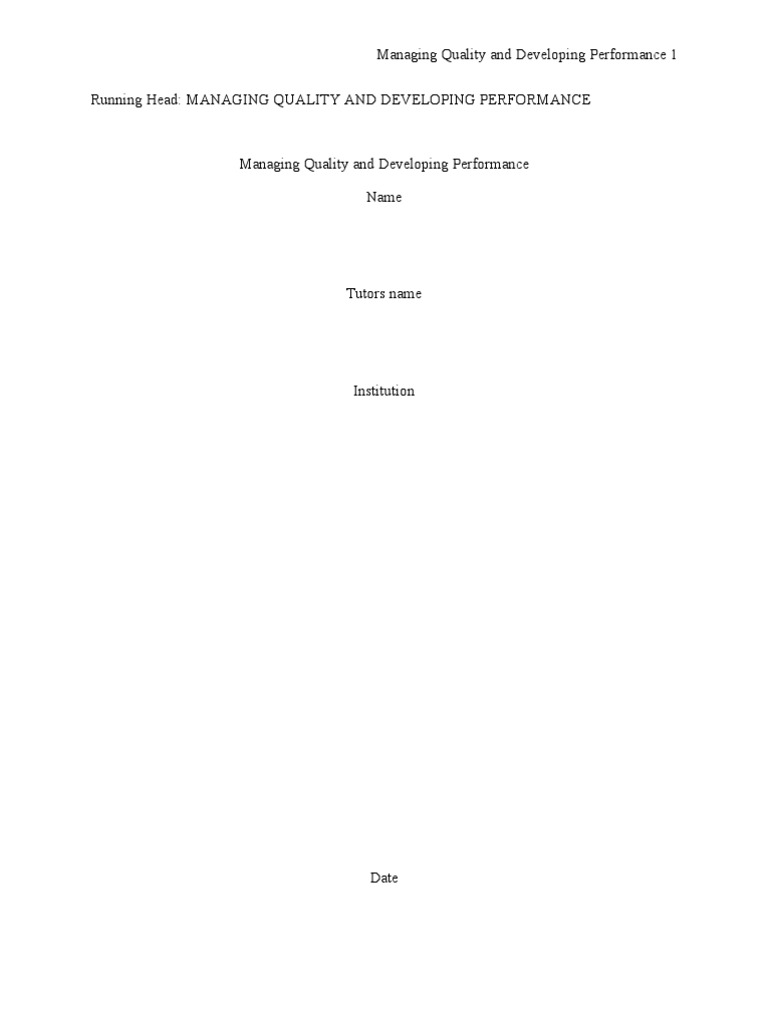 Managing Quality and Performance Strategies | PDF | Motivation ...
