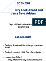 ECEN 248 Lab 7: Carry Look Ahead and Carry Save Adders: Dept. of Electrical and Computer Engineering
