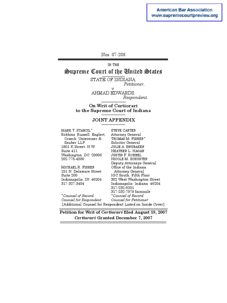 07-208 Joint Appendix PDF Pro Se Legal Representation In The United States Mandamus