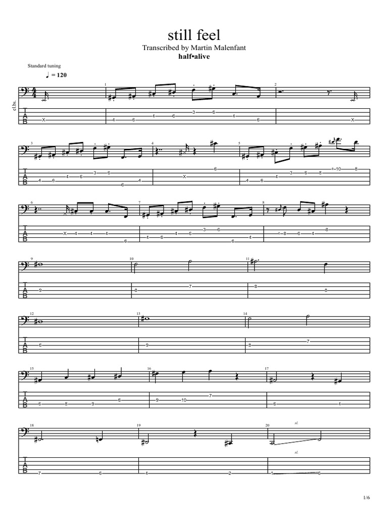 Half alive - still feel (bass tab)
