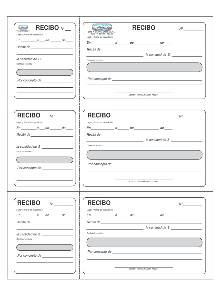 Recibo Con Talonario para Imprimir PDF
