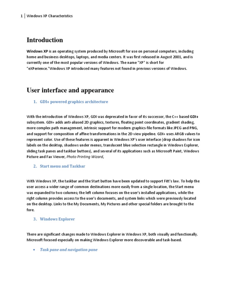 Windows XP Features and Improvements | PDF | Microsoft Windows | System ...