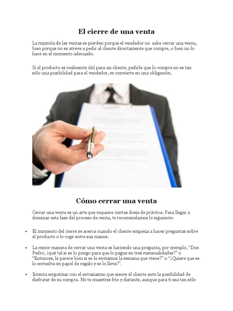 Técnicas Efectivas para Cerrar Ventas | PDF | Persuasión | Cliente