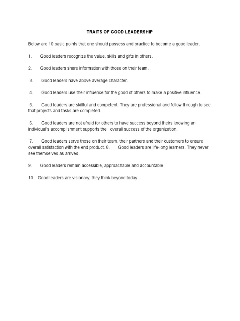 Essential Traits of Effective Leaders | PDF