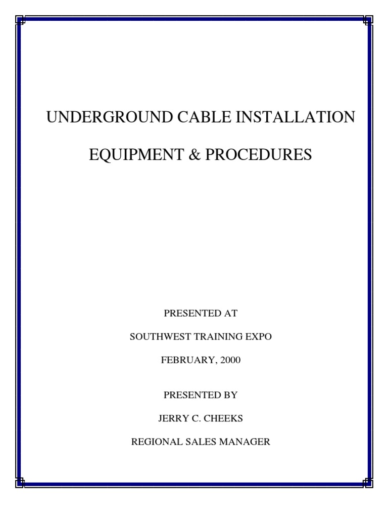 Underground Cable Installation | PDF