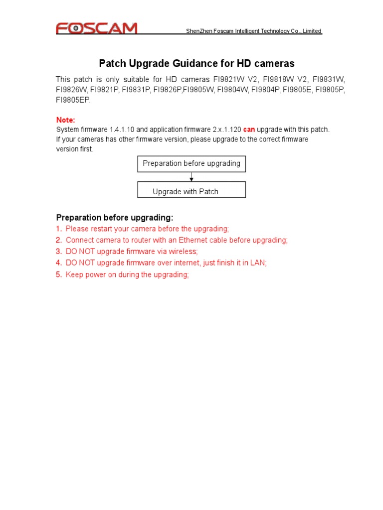 HD Camera Patch Upgrade Guide | PDF