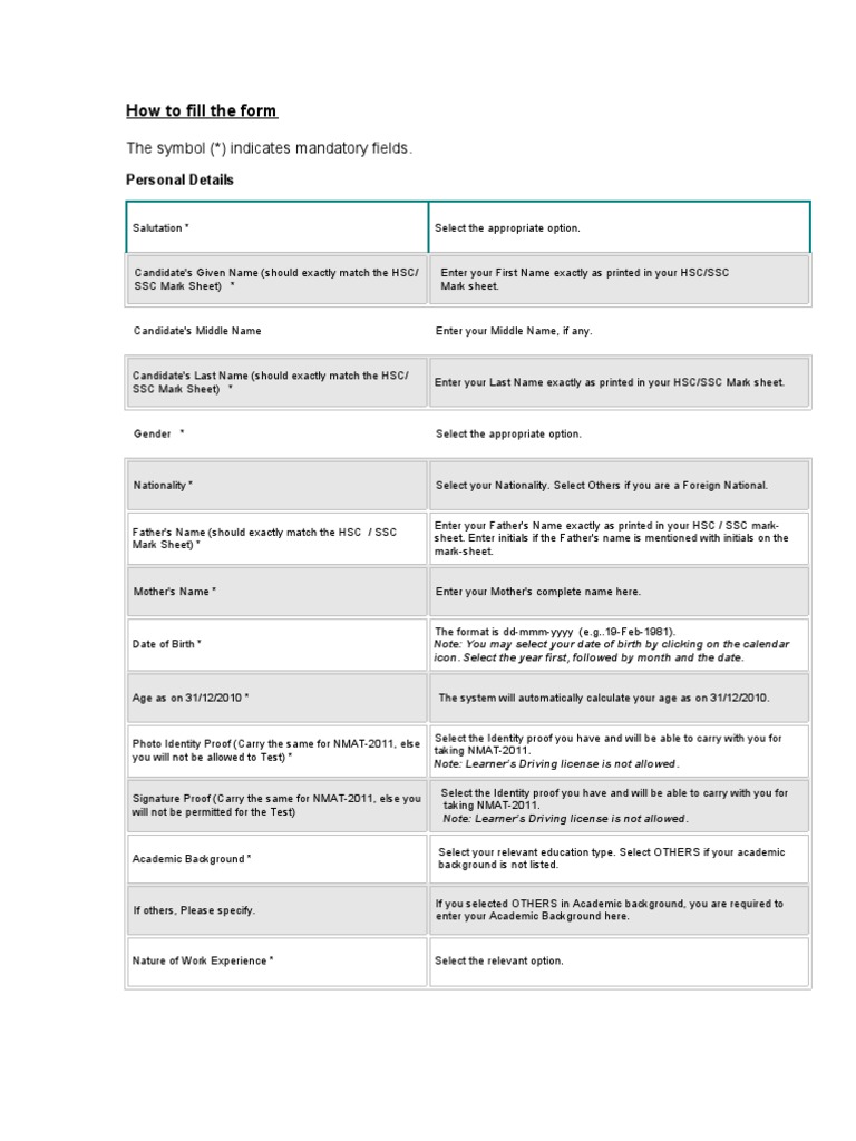 Guide to Filling HSC/SSC Forms | PDF