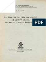 La Risoluzione Dell' Equazione: Di Quinto Grado