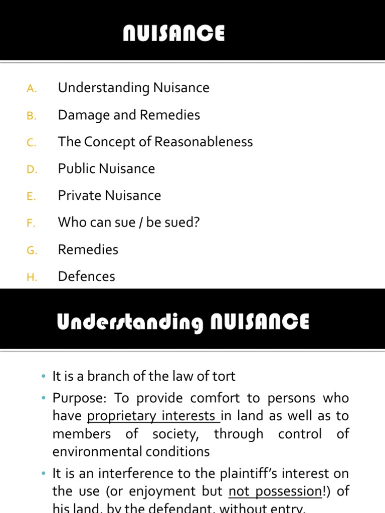 Understanding Nuisance Damage and Remedies The Concept of