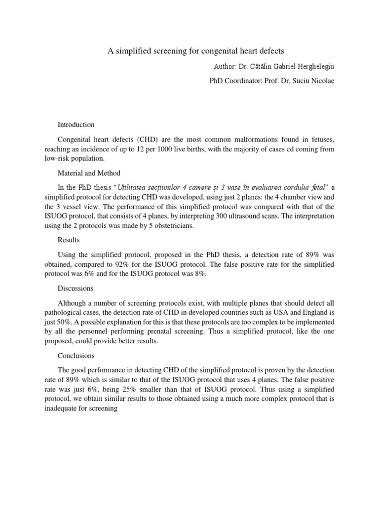 Simplified Screening for CHD Detection | PDF