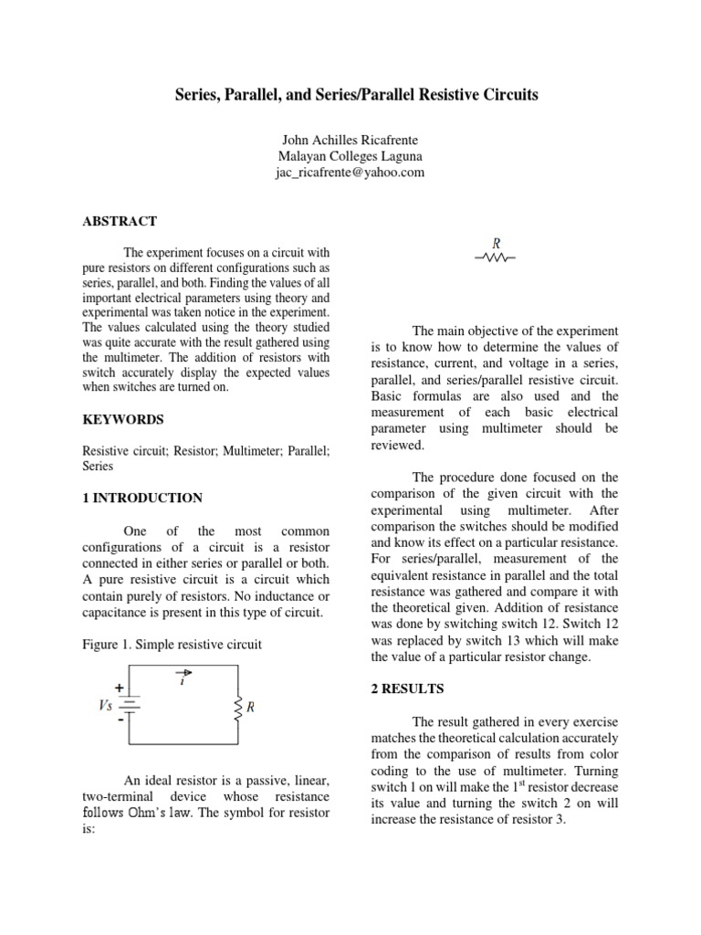 Series and Parallel Resistive Circuits | PDF | Series And Parallel ...