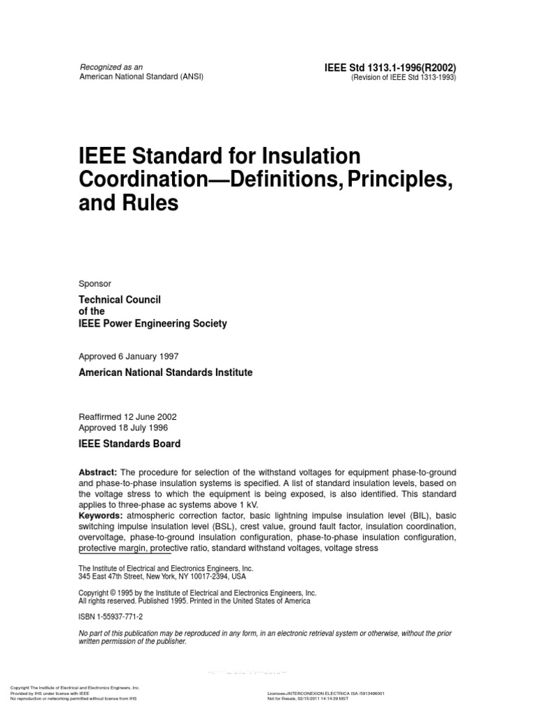 IEEE Standard For Insulation Coordination-Definitions, Principles, and ...