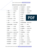 Vocabulario de La Ropa en Inglés y Español - Prendas Vestir - Lista de Palabras | PDF
