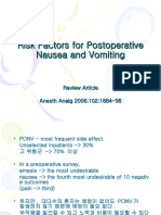 Risk Factors for Postoperative Nausea and Vomiting