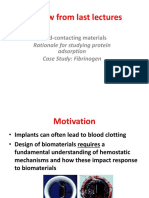 Review From Last Lectures: Blood-Contacting Materials