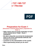 BE 527 / 727 / MS 727 Exam 1 Review