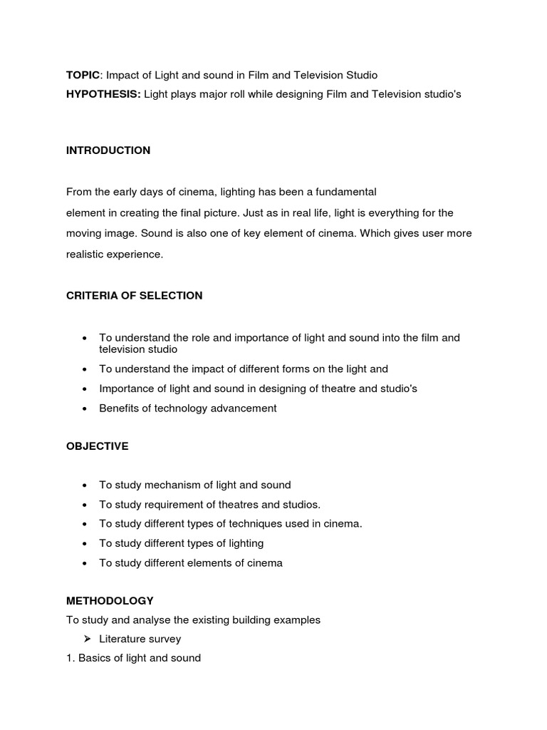 Light and Sound in Film Studios | PDF