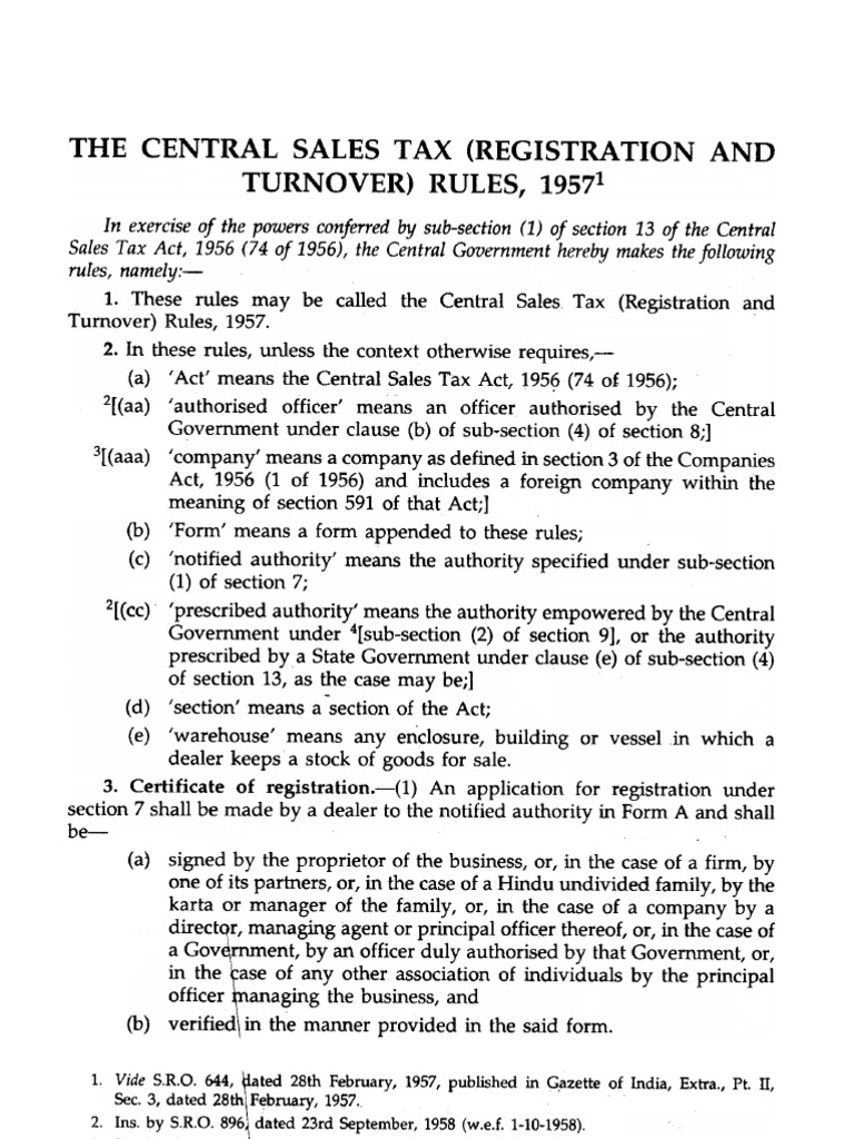 Central Sales Tax Registration Rules | PDF | Taxes | Justice