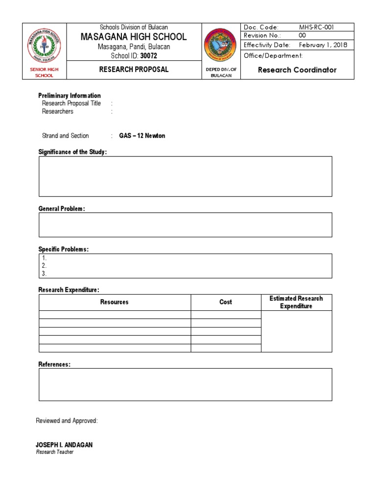 Masagana High School Research Proposal | PDF