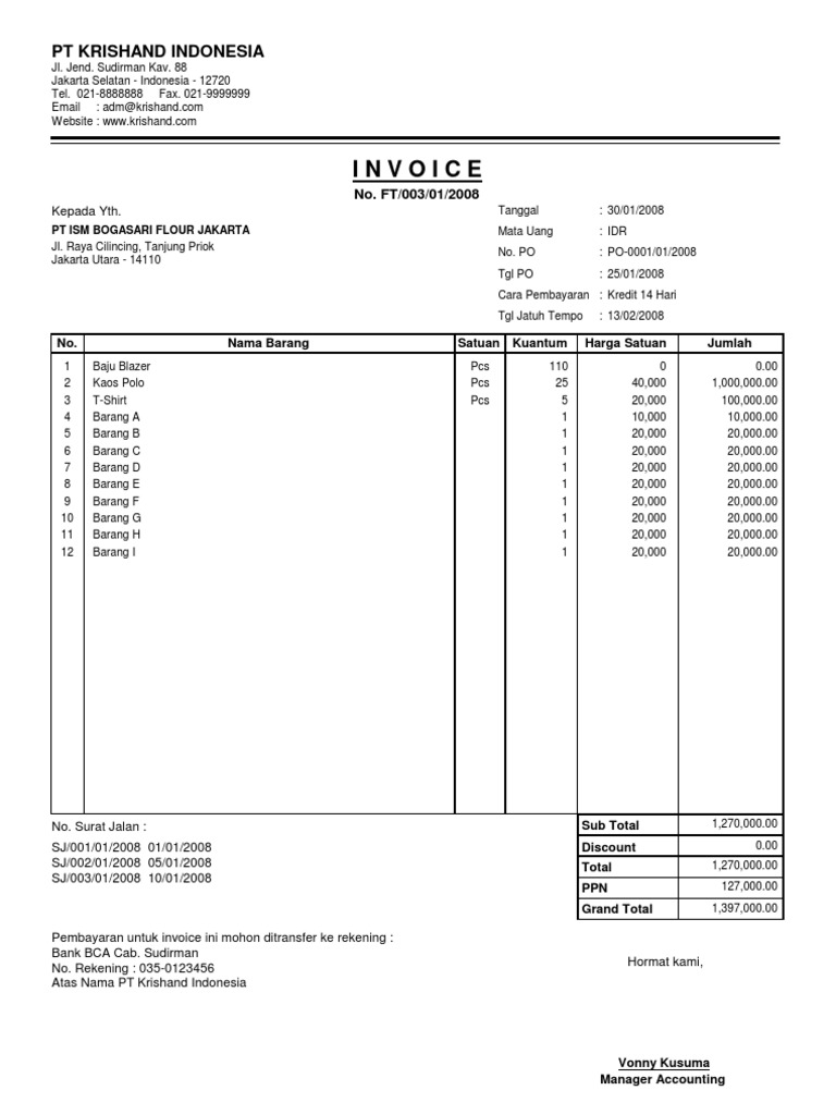 Contoh Invoice Harga - Christmas Pix